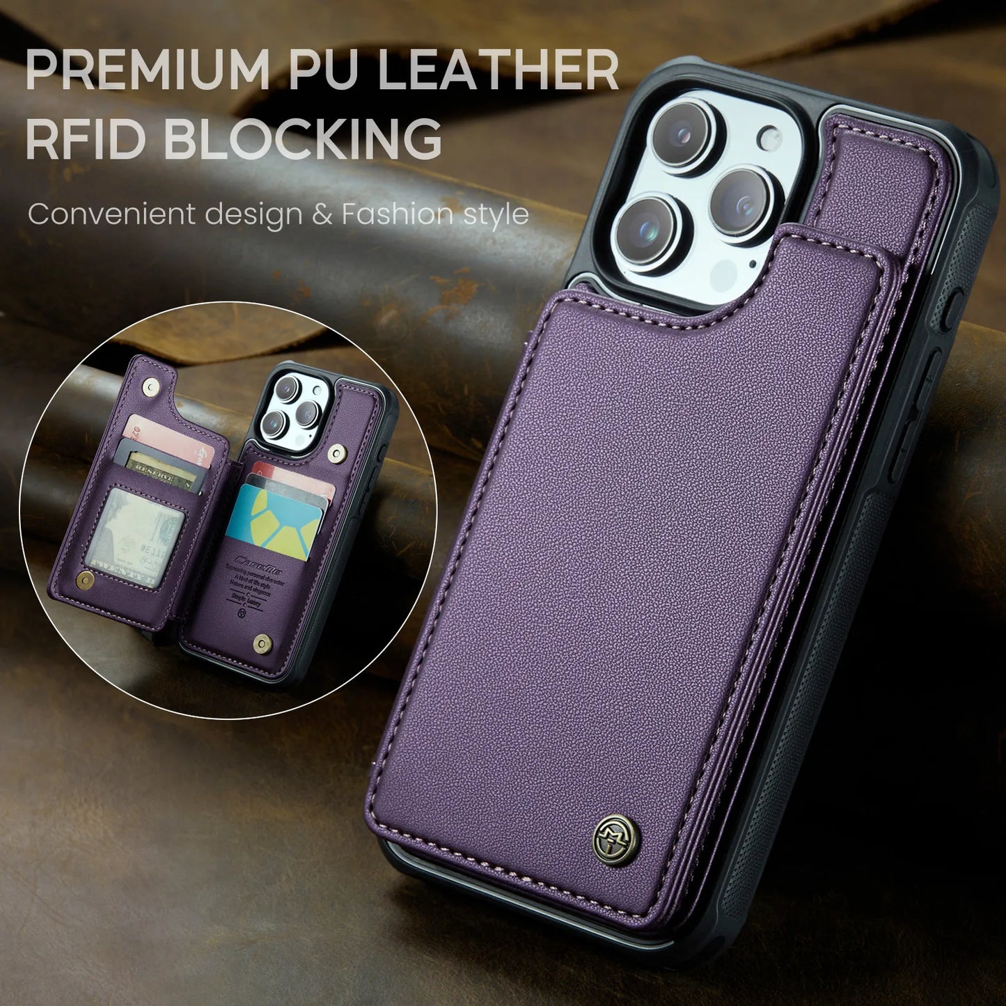 Leather Wallet Case For iPhone 15 Series