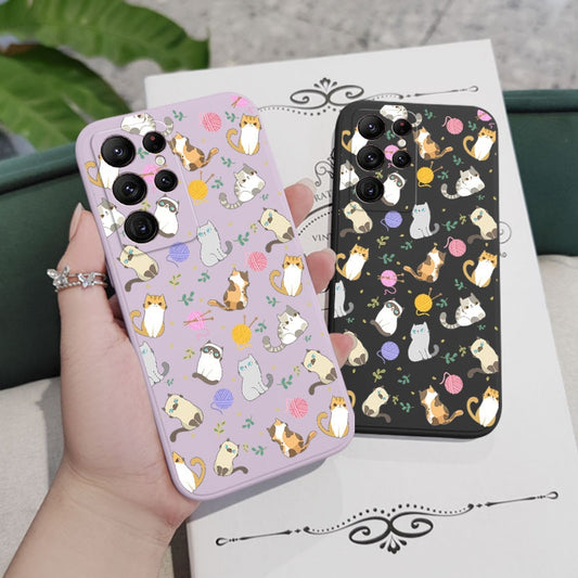 Cat Pattern Phone Case For Samsung Galaxy S21 Series