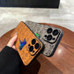 Leather Laser Cute Cat and Bear Phone Case For iPhone 13 Series
