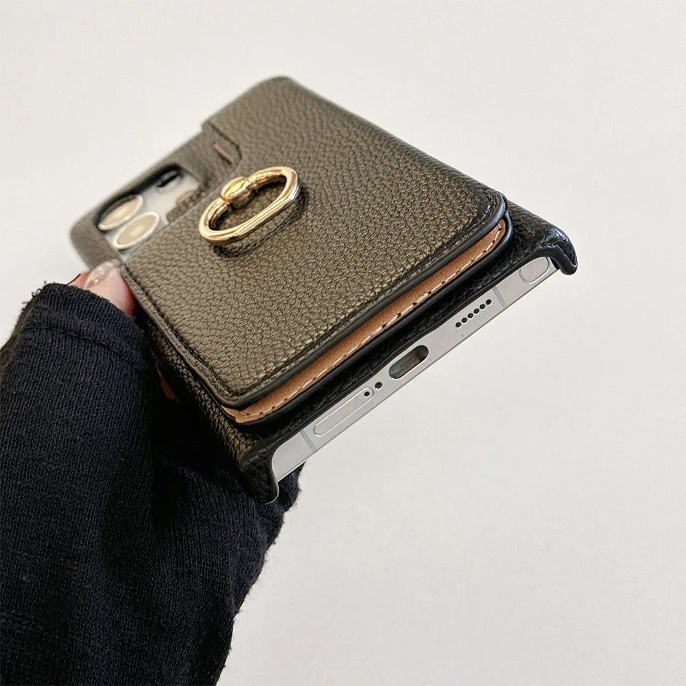 Leather Ring Holder Phone Case For Samsung Galaxy S22 Series