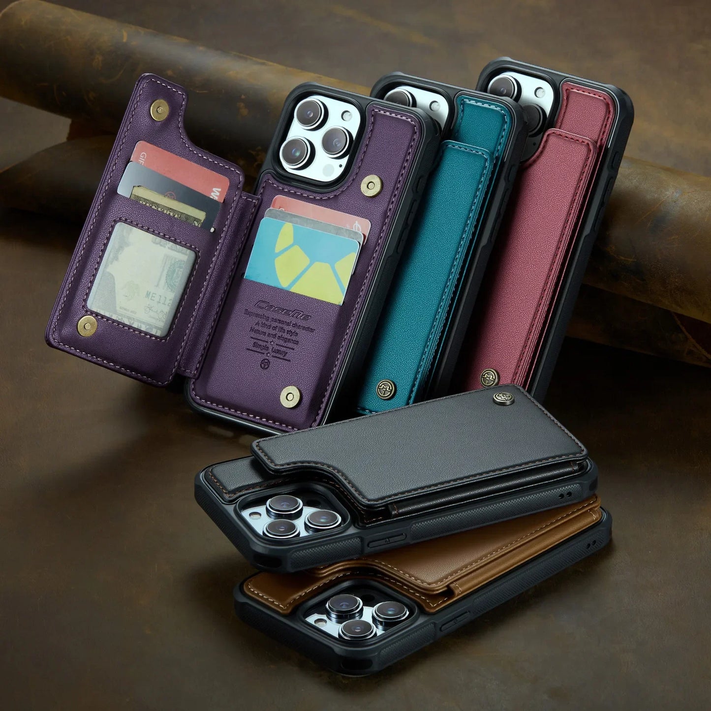 Leather Wallet Case For iPhone 15 Series