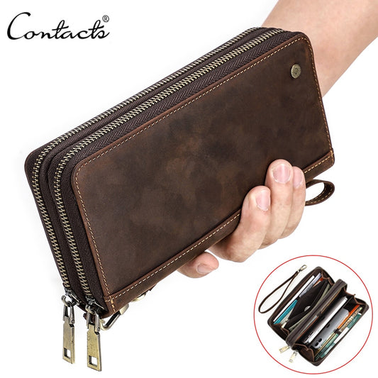Genuine Leather Wallet Clutch Bag Card Holder Long