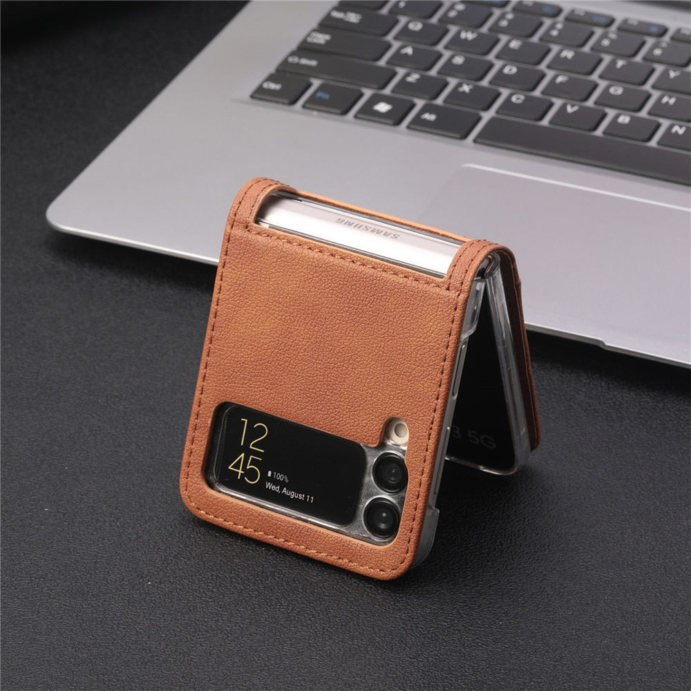 Luxury Leather Card Slot Holder Shockproof Phone Cases For Samsung Galaxy Z Flip Series