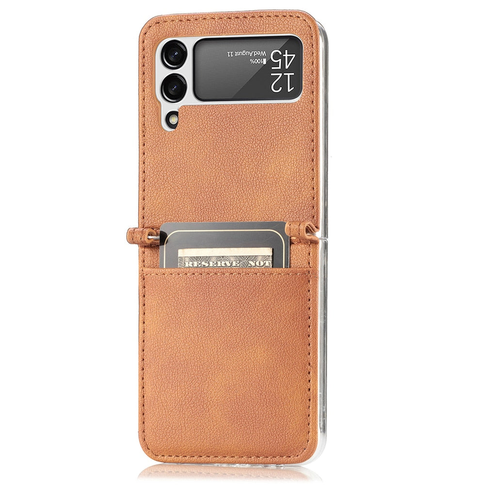 Luxury Leather Card Slot Holder Shockproof Phone Cases For Samsung Galaxy Z Flip Series