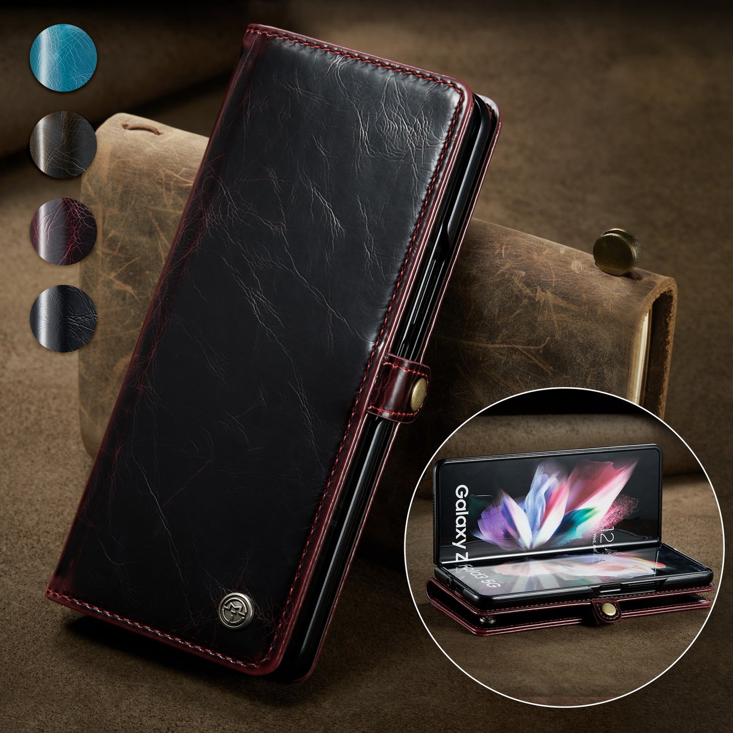 Luxury Magnetic Card Holder Wallet Phone Case For Samsung Galaxy Z Fold 3
