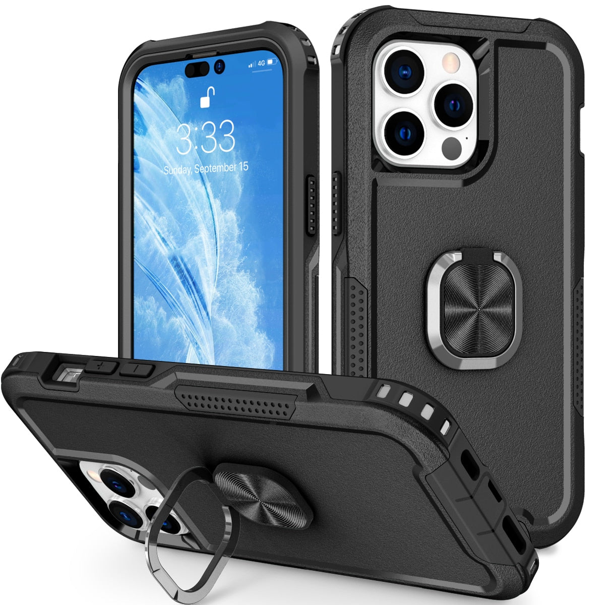 Shockproof Kickstand 360' Ring Holder Phone Case for iPhone 14 Seires