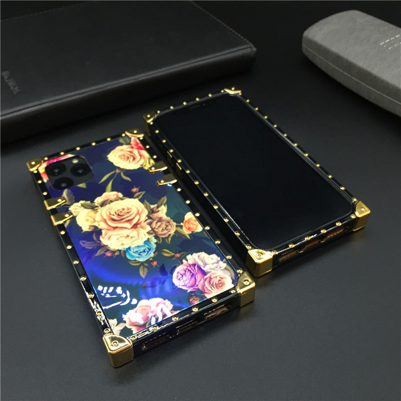 Blu-Ray Square Vintage Flower Phone Case For Samsung Galaxy S20 FE, S20, S20 Plus, S20 Ultra