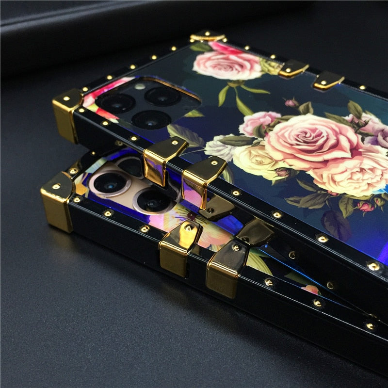 Blu-Ray Square Vintage Flower Phone Case For Samsung Galaxy S20 FE, S20, S20 Plus, S20 Ultra