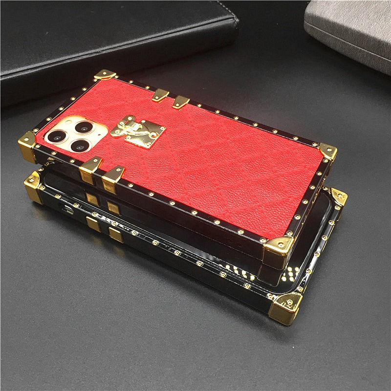 Luxury Square Plaid Cover Leather Phone Case For iPhone X, XR, XS