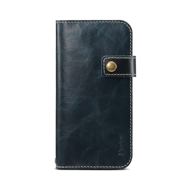 Leather Flip Cover Wallet Finger Strap Phone Case For iPhone 7, iPhone 7 Plus, iPhone 8, iPhone 8 Plus