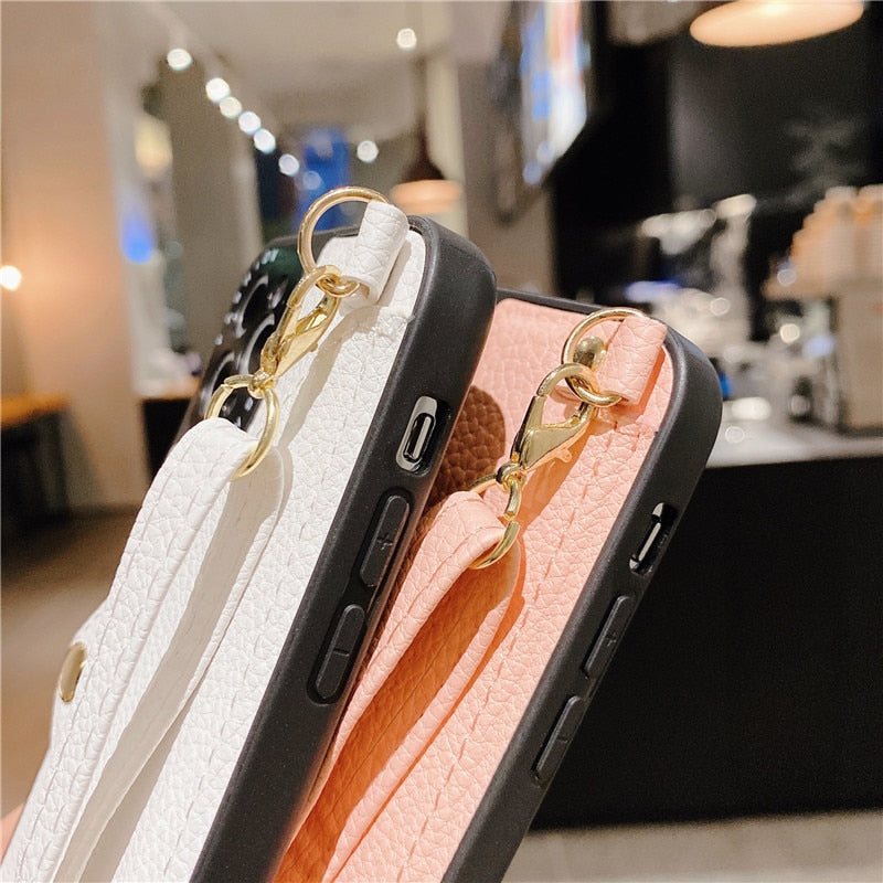 Wallet Shoulder Strap Leather Phone Case For iPhone 7, 8 Series