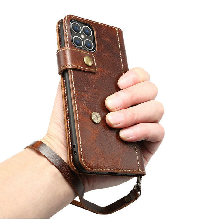 Leather Flip Cover Wallet Finger Strap Phone Case For iPhone 11, iPhone 11 Pro, iPhone 11 Pro Max