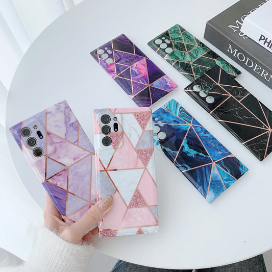 Plating Geometric Colorful Marble Phone Case For Samsung S20 Series