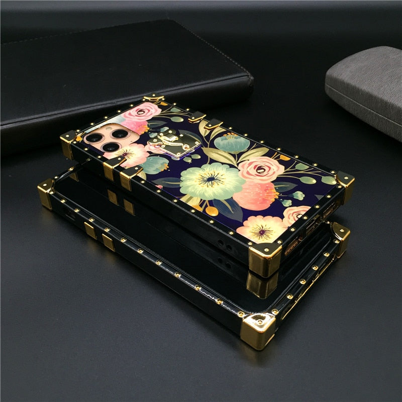 Blu-Ray Square Vintage Flower Phone Case For Samsung Galaxy S20 FE, S20, S20 Plus, S20 Ultra