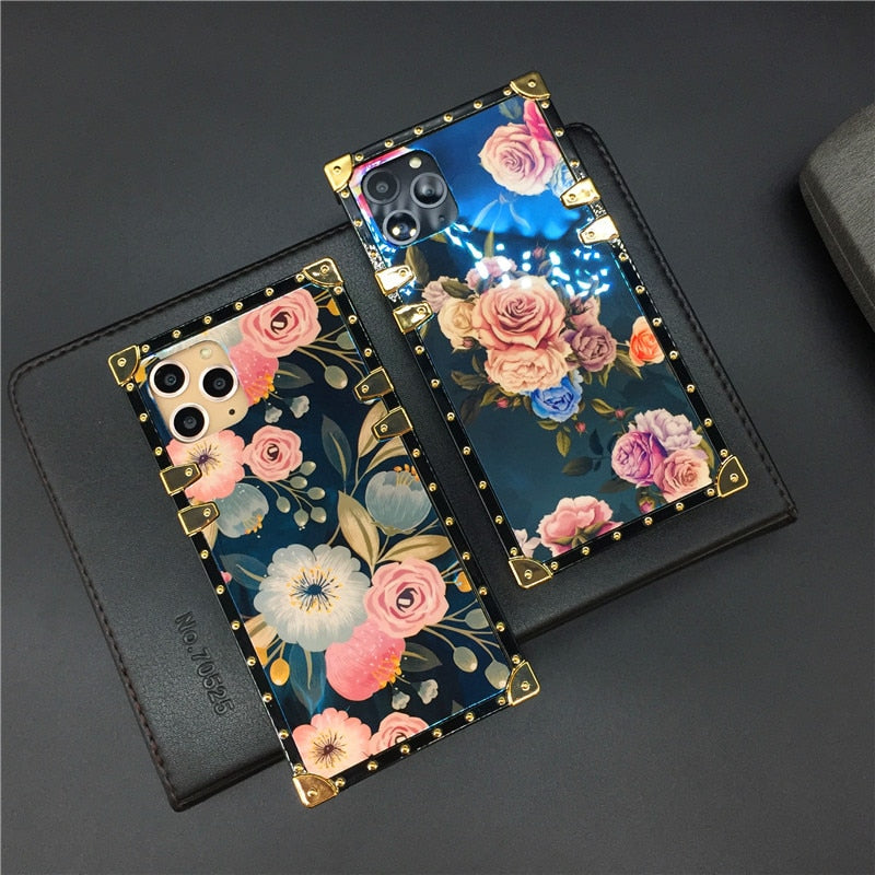 Blu-Ray Square Vintage Flower Phone Case For Samsung Galaxy S20 FE, S20, S20 Plus, S20 Ultra