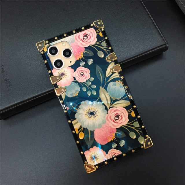 Blu-Ray Square Vintage Flower Phone Case For Samsung Galaxy S20 FE, S20, S20 Plus, S20 Ultra