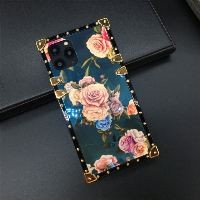 Blu-Ray Square Vintage Flower Phone Case For Samsung Galaxy S20 FE, S20, S20 Plus, S20 Ultra