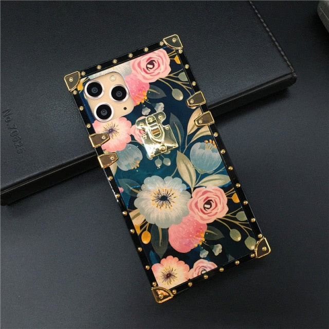 Blu-Ray Square Vintage Flower Phone Case For Samsung Galaxy S20 FE, S20, S20 Plus, S20 Ultra