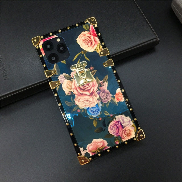 Blu-Ray Square Vintage Flower Phone Case For Samsung Galaxy S20 FE, S20, S20 Plus, S20 Ultra