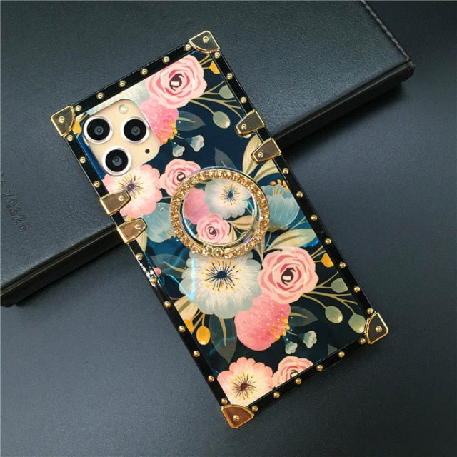 Blu-Ray Square Vintage Flower Phone Case For Samsung Galaxy S20 FE, S20, S20 Plus, S20 Ultra