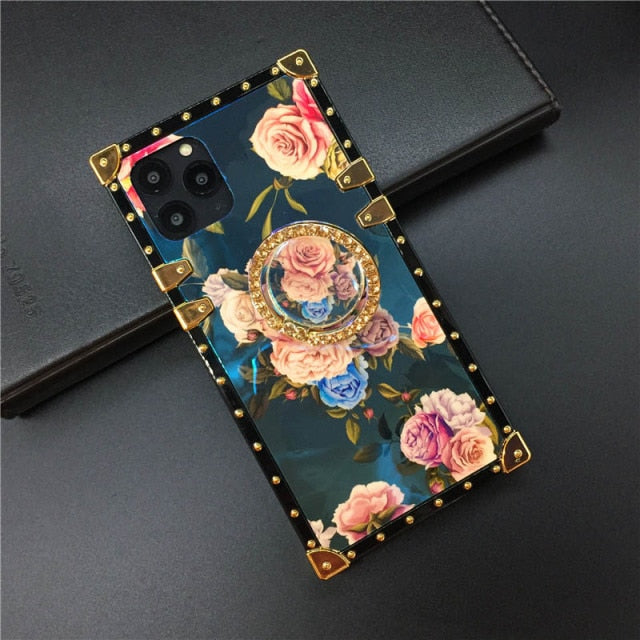 Blu-Ray Square Vintage Flower Phone Case For Samsung Galaxy S20 FE, S20, S20 Plus, S20 Ultra