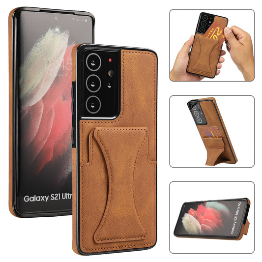 Luxury Slim Fit Premium Leather Card Slots Phone Case For Samsung Galaxy S21 Series