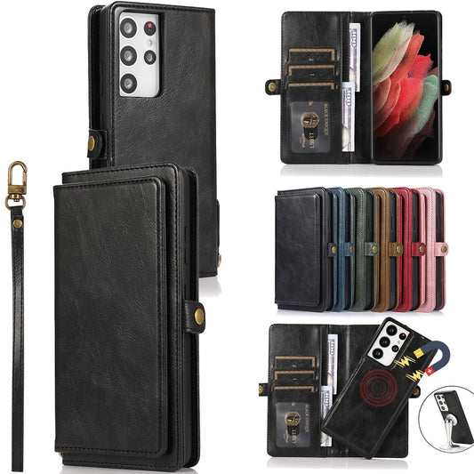 Retro Leather Magnetic Wallet Phone Case For Samsung Galaxy S20 FE, S20, S20 Plus, S20 Ultra