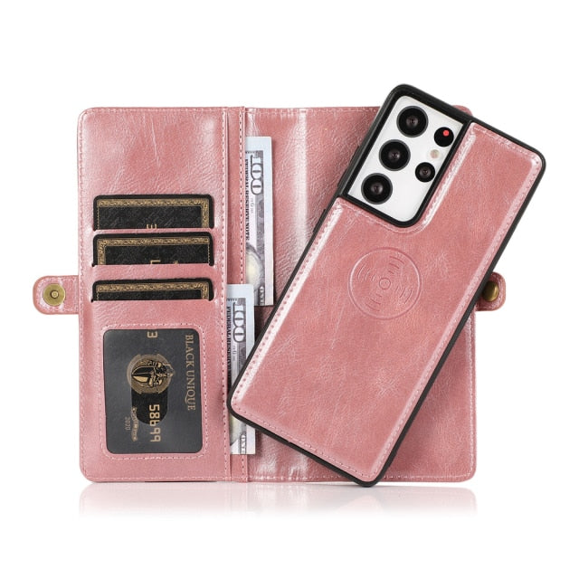 Retro Leather Magnetic Wallet Phone Case For Samsung Galaxy S20 FE, S20, S20 Plus, S20 Ultra