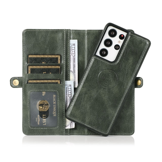 Retro Leather Magnetic Wallet Phone Case For Samsung Galaxy S20 FE, S20, S20 Plus, S20 Ultra