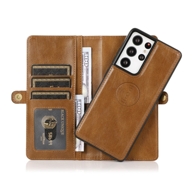 Retro Leather Magnetic Wallet Phone Case For Samsung Galaxy S20 FE, S20, S20 Plus, S20 Ultra