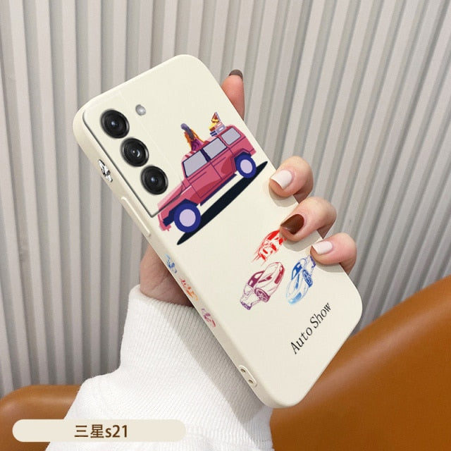 Car Shockproof Liquid Silicone Phone Case For Samsung Galaxy S20 Series