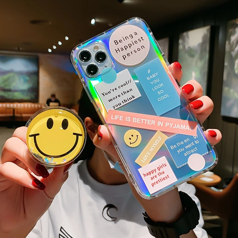 Funny Vintage Label Smile Stand Holder Phone Cases For iPhone X, XS, XS MAX, XR