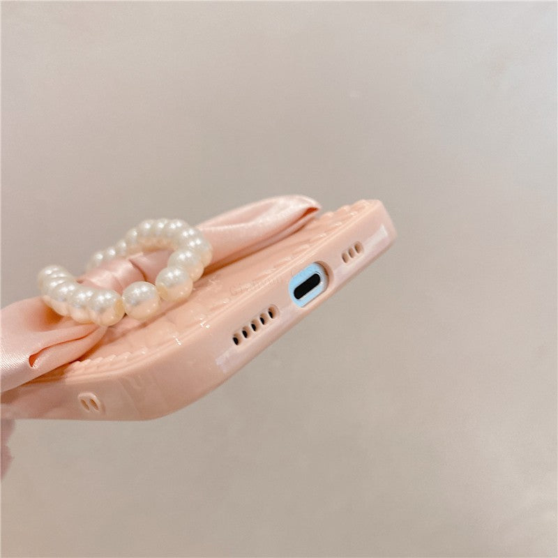  OLLOUM Frosted Pearl Bracelet Case for iPhone Solid