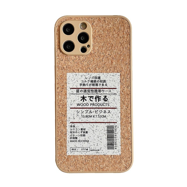 Cork Wood Breathable Shockproof Soft Silicone Phone Case For Samsung S21 Series