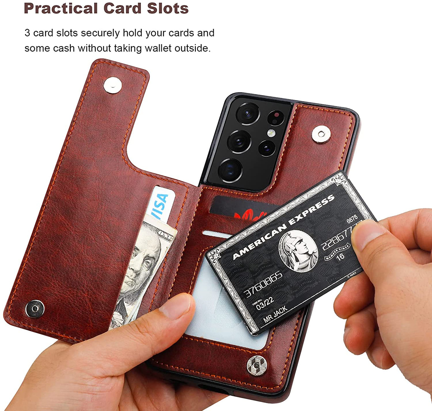 Luxury Slim Fit Leather Wallet Card Slots Shockproof Phone Case For Samsung Galaxy Note 20, Note 20 Ultra