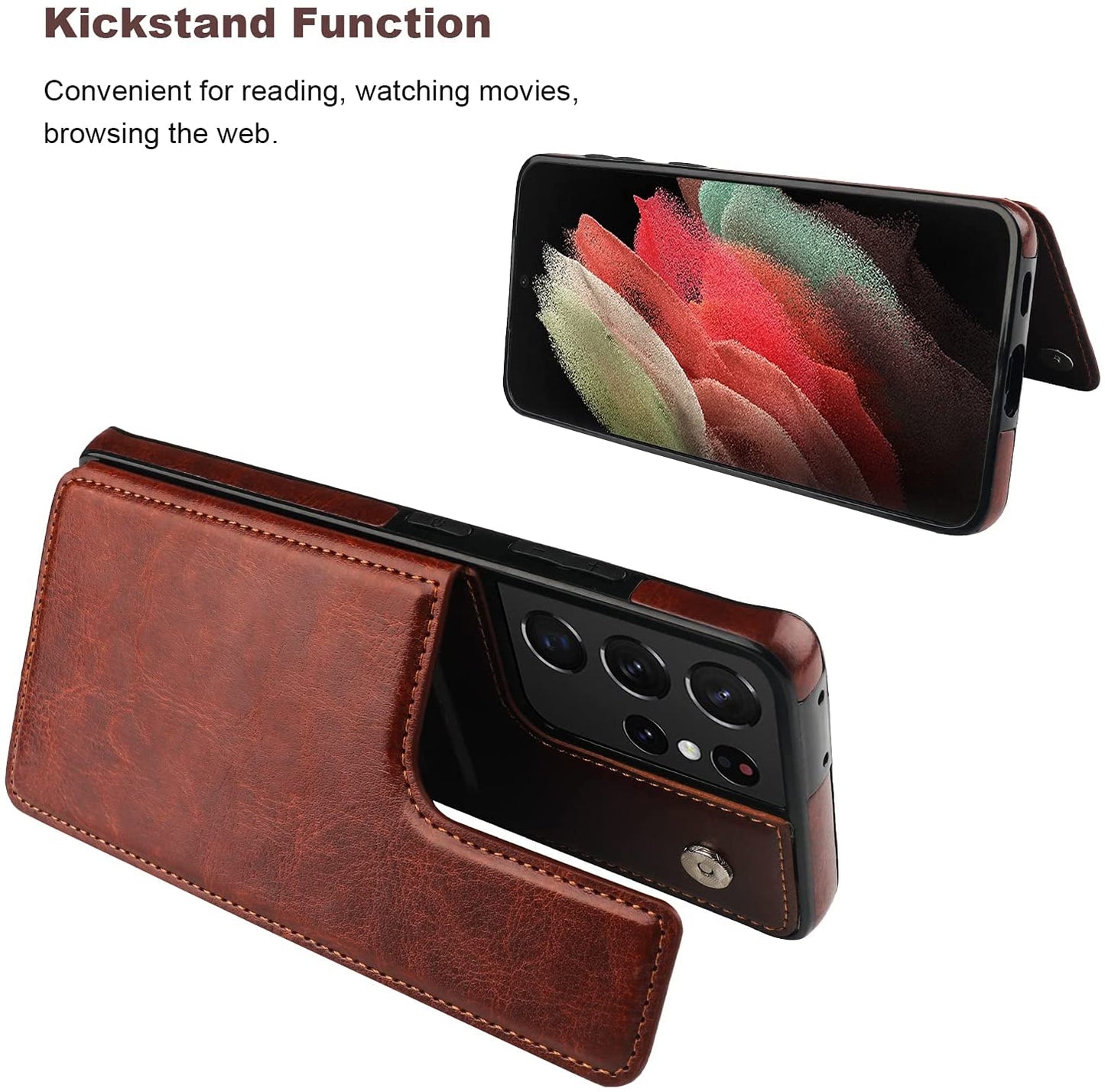 Luxury Slim Fit Leather Wallet Card Slots Shockproof Phone Case For Samsung Galaxy Note 20, Note 20 Ultra