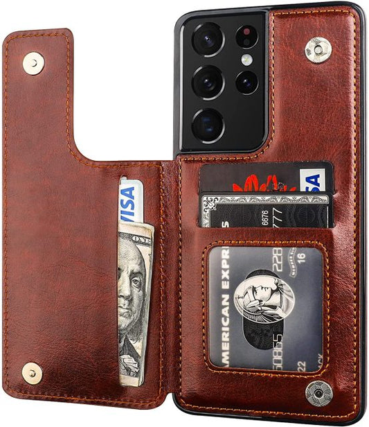 Luxury Slim Fit Leather Wallet Card Slots Shockproof Phone Case For Samsung Galaxy Note 20, Note 20 Ultra