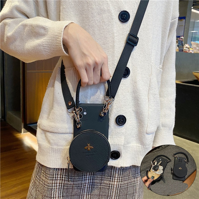 Luxury Handbag Satchel Lanyard Cord Soft Silicone Phone Case For iPhone 13 Series