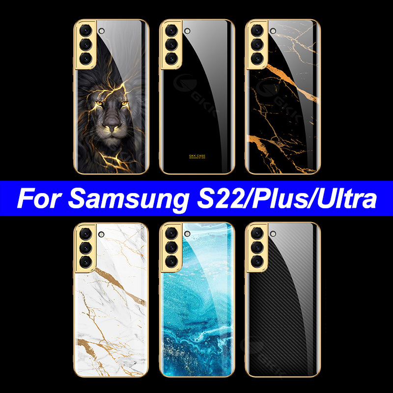 Luxury Plating Glass Phone Case For Samsung Galaxy S22 Series