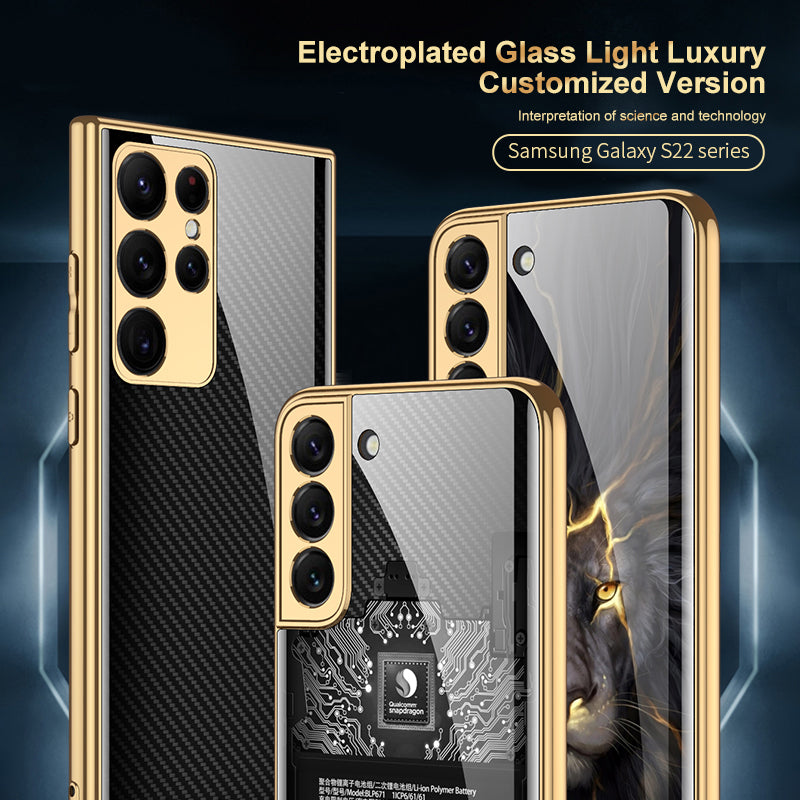 Luxury Plating Glass Phone Case For Samsung Galaxy S22 Series