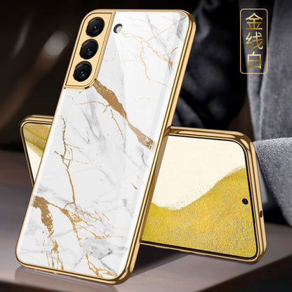 Luxury Plating Glass Phone Case For Samsung Galaxy S22 Series