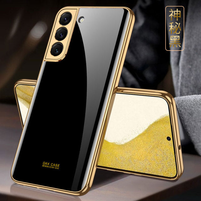 Luxury Plating Glass Phone Case For Samsung Galaxy S22 Series