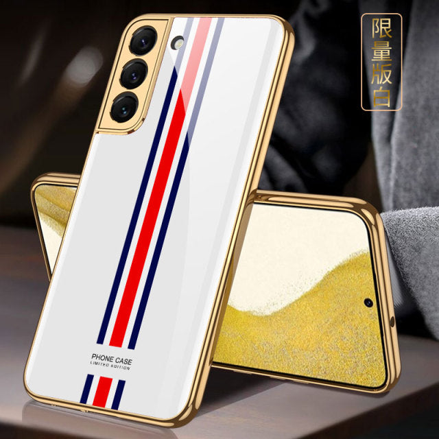 Luxury Plating Glass Phone Case For Samsung Galaxy S22 Series