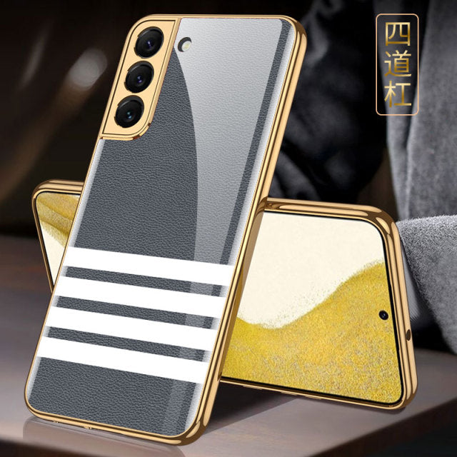 Luxury Plating Glass Phone Case For Samsung Galaxy S22 Series