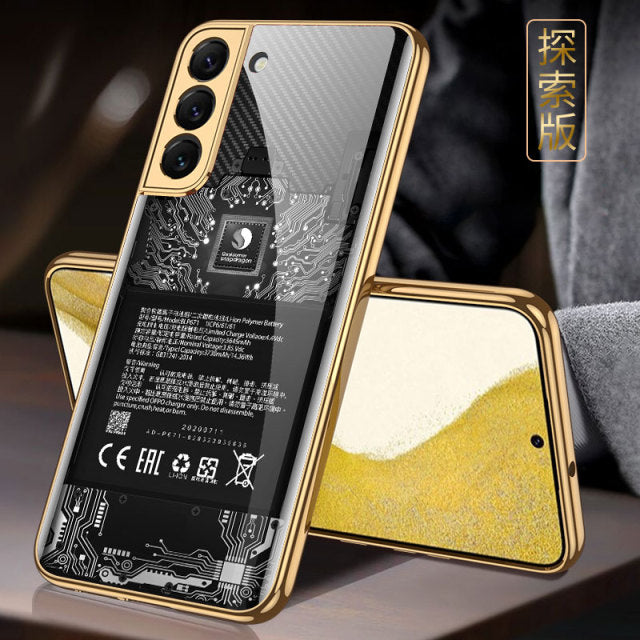 Luxury Plating Glass Phone Case For Samsung Galaxy S22 Series