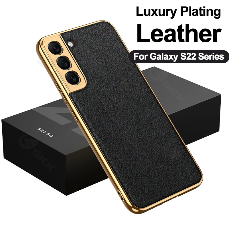 Luxury Plating Leather Phone Case For Samsung Galaxy S22 Series