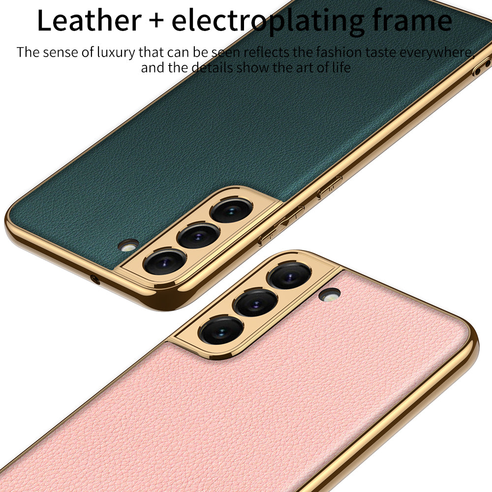 Luxury Plating Leather Phone Case For Samsung Galaxy S22 Series